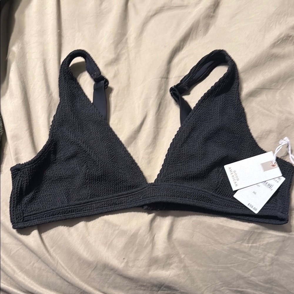 Good American Black Swim Bra Triangle Style